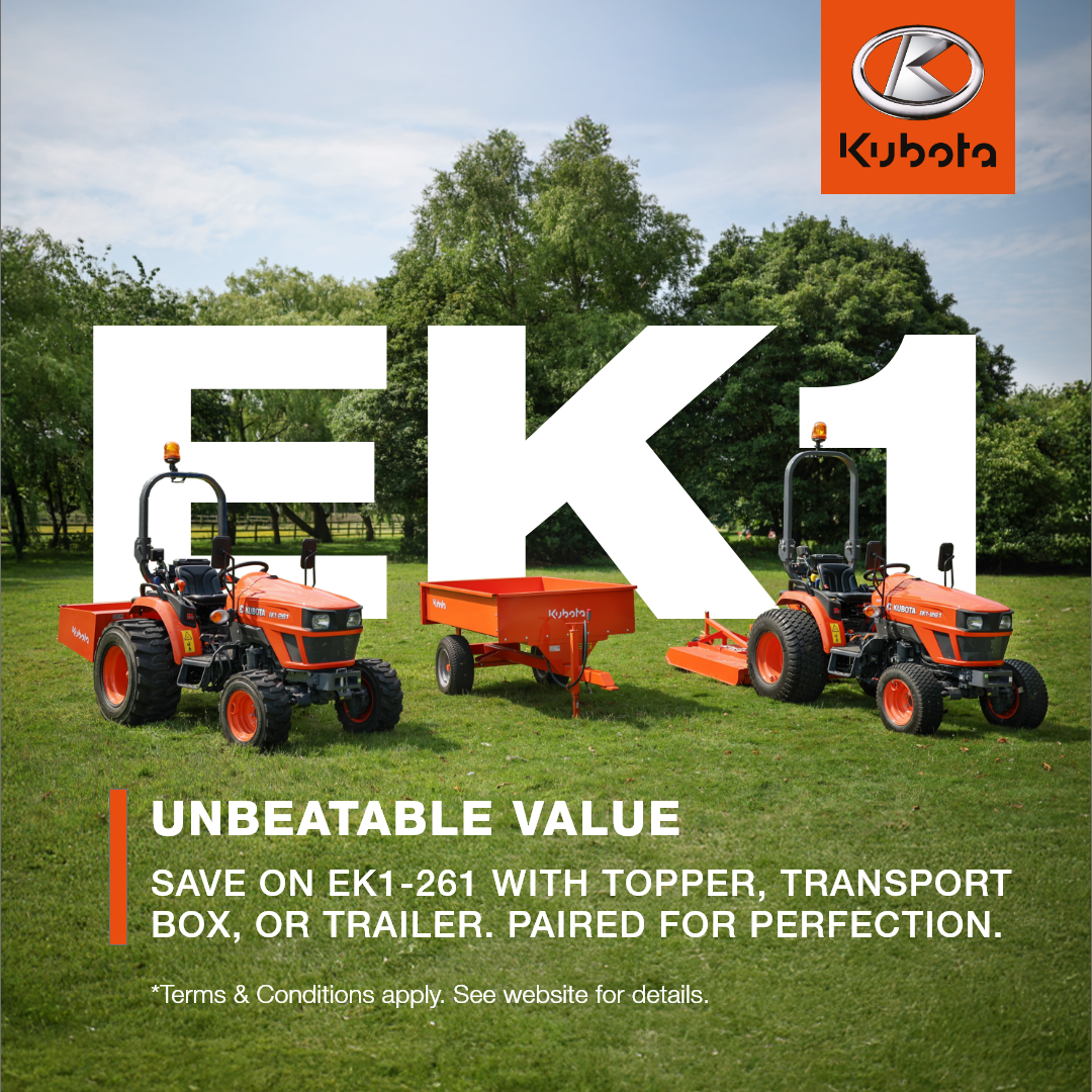 The very excellent Kubota EK1-1261 Compact with now optional Kubota Implements