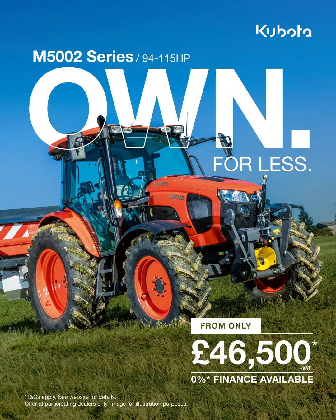 M5002 94-115hp Tractor with 0% Finance and from only £46,500 (+vat)