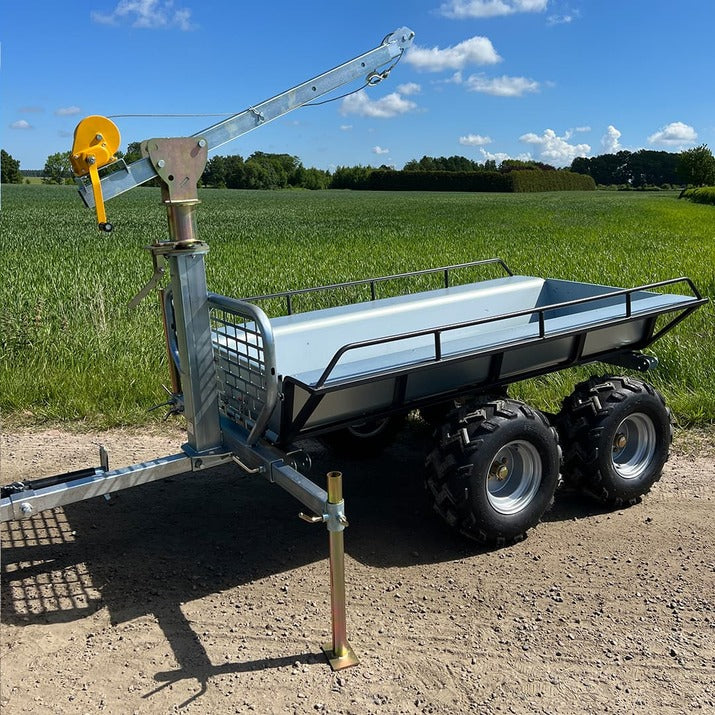 KELLFRI 23-TV07PRO2 700kg Compact ATV Tractor Tipping Forestry Trailer with crane - £1590 +VAT