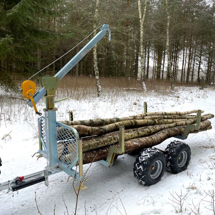 KELLFRI 23-TV07PRO2 700kg Compact ATV Tractor Tipping Forestry Trailer with crane - £1590 +VAT