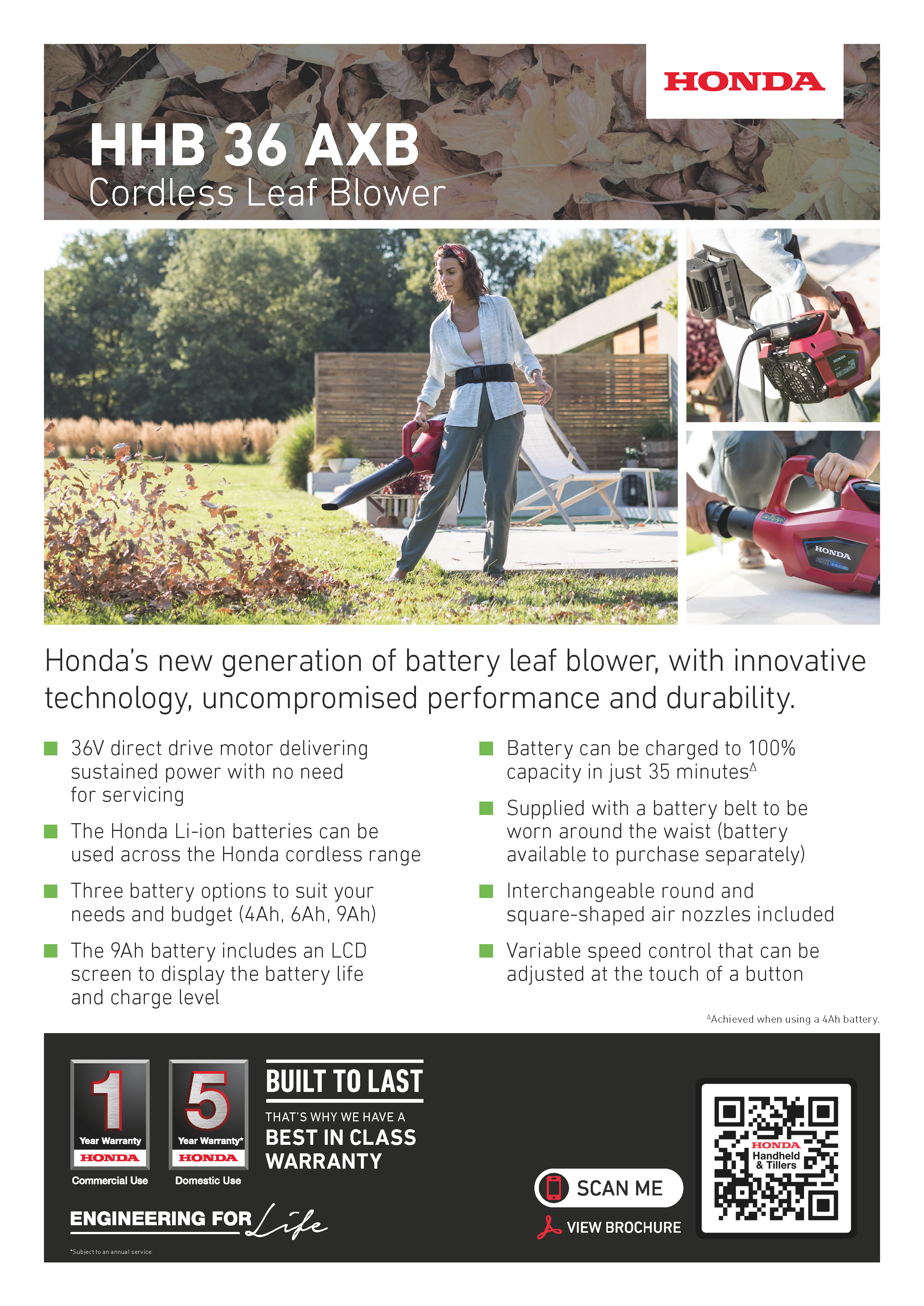Honda HHB 36 AXB Cordless Electric Leaf Blower