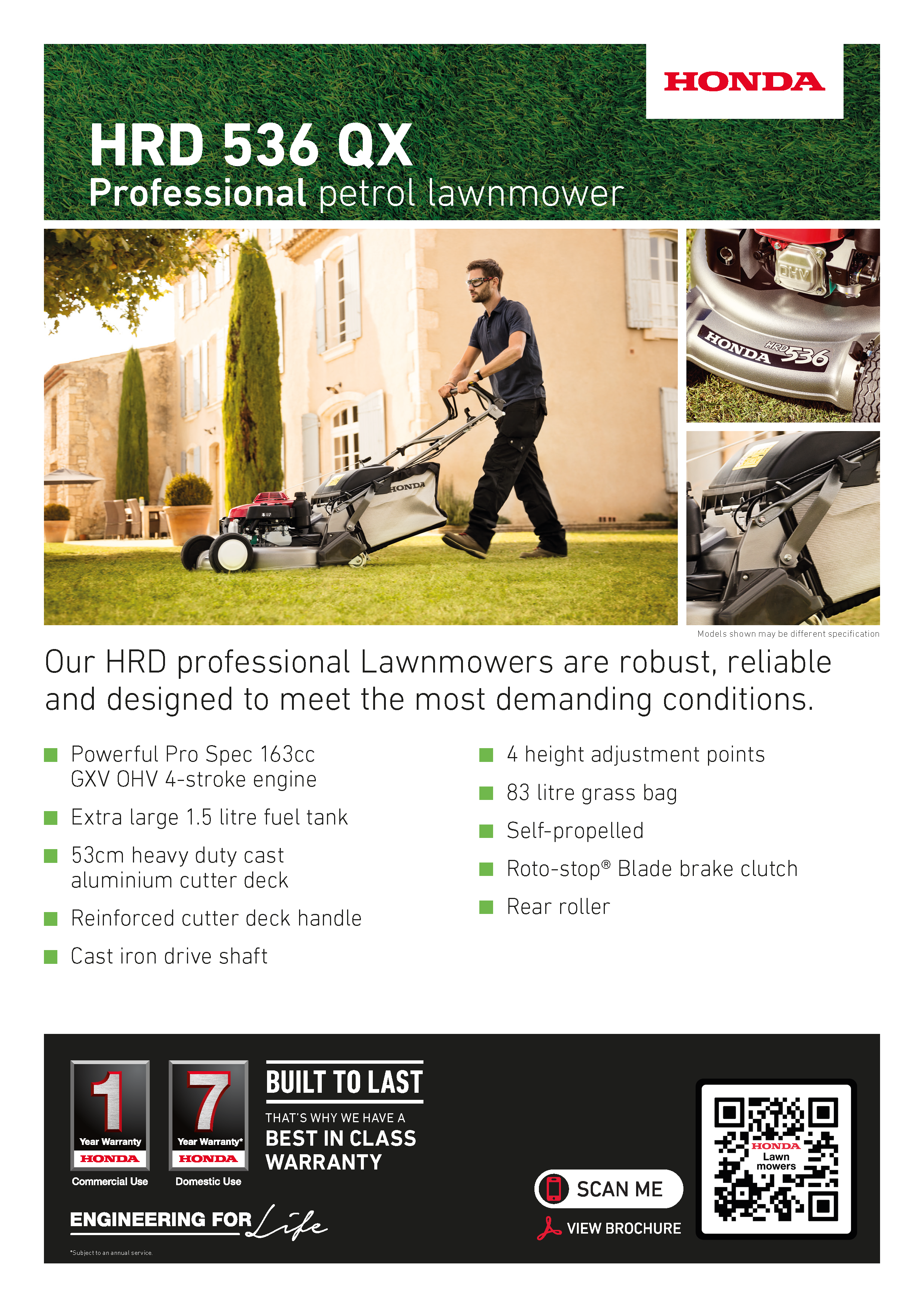 Honda HRD-536 QX Self Drive Roller Mower