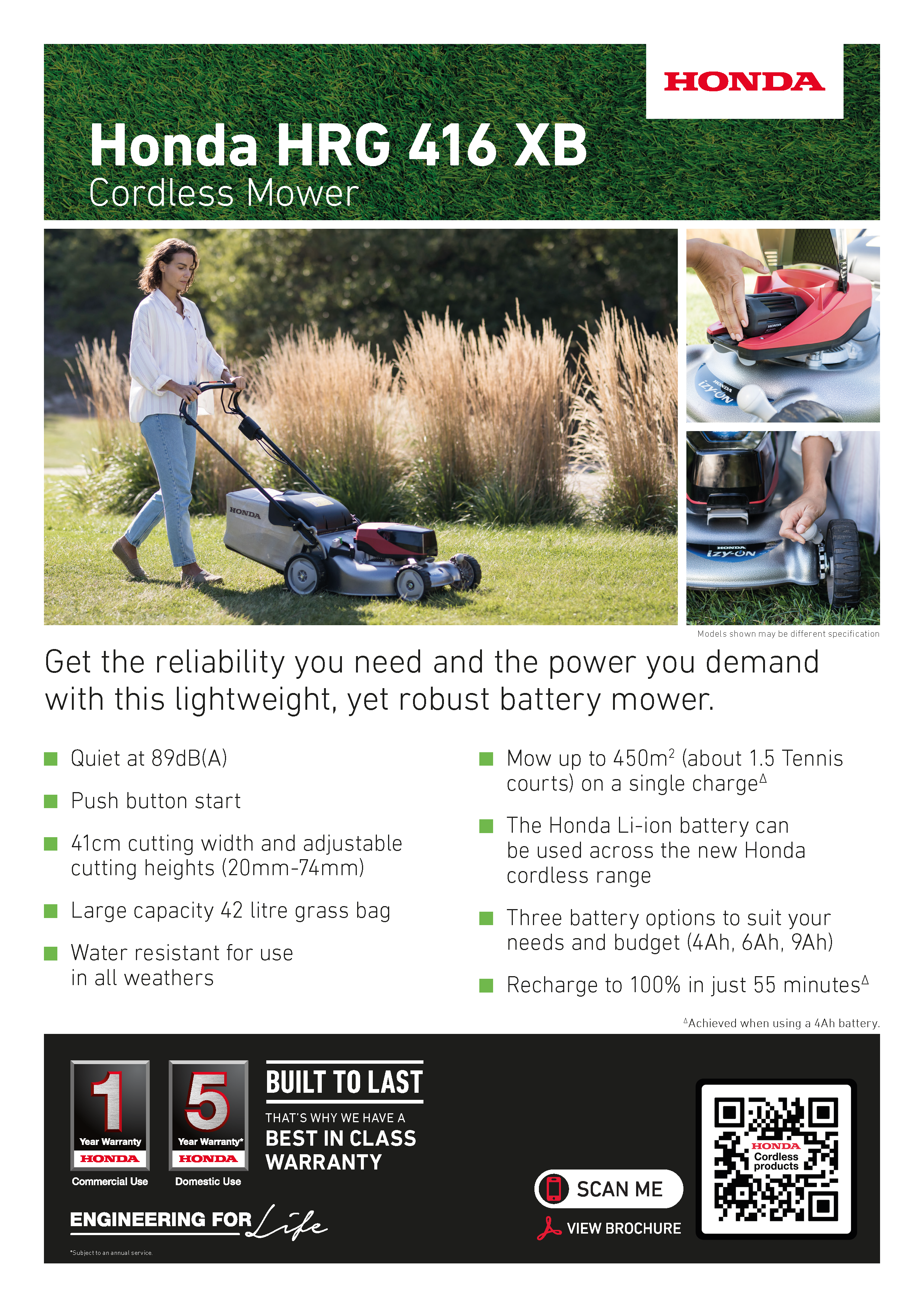 Honda HRG 416 XB Cordless Electric Mower