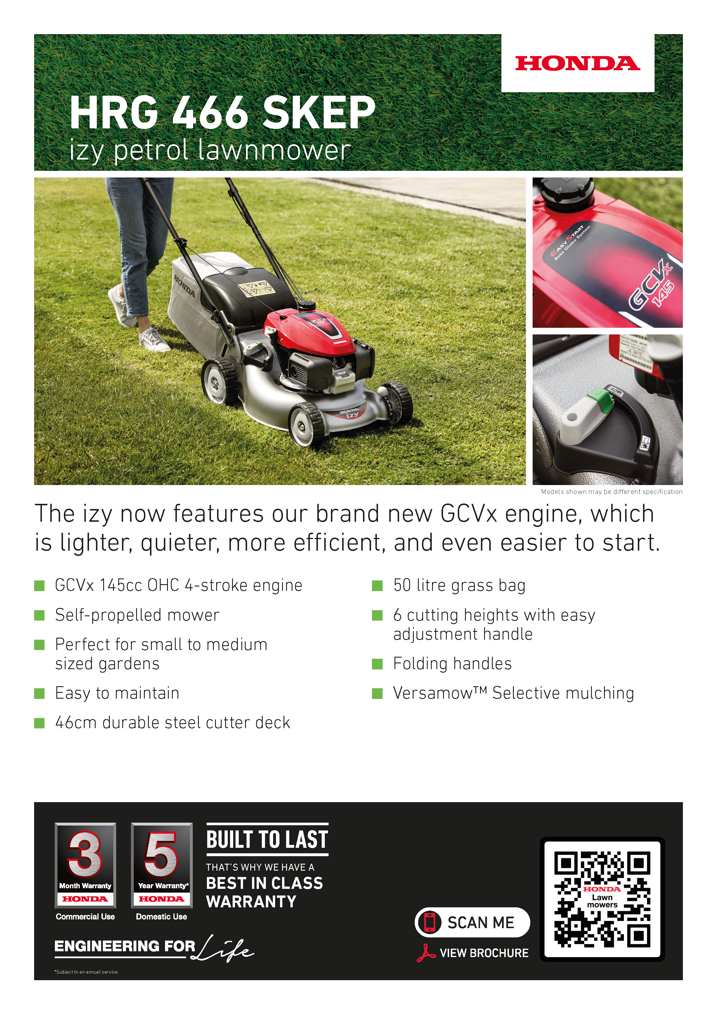 Honda IZY HRG-466C1 SKEP Self Drive 18" Mower (with Mulch)