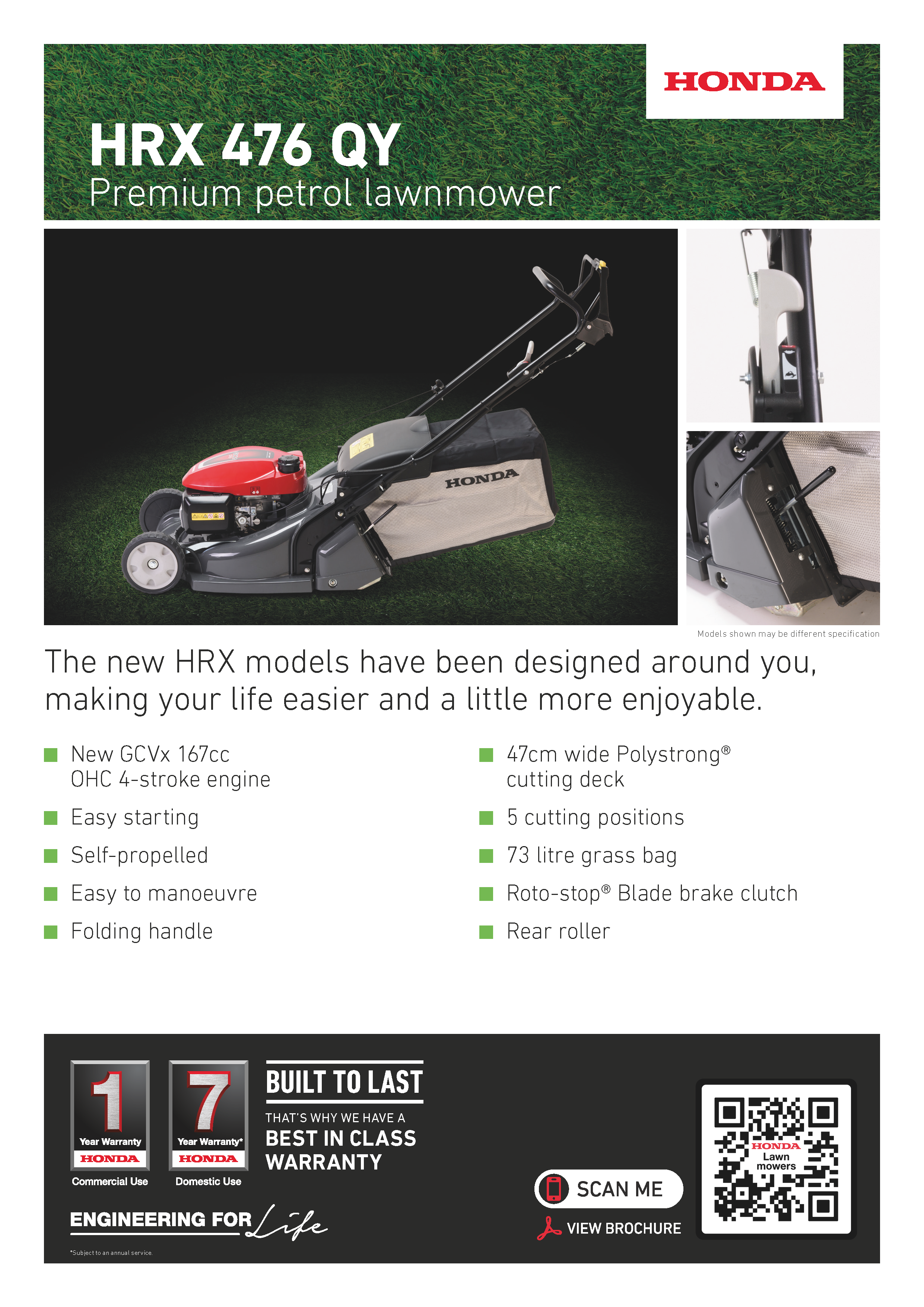 Honda HRX-476QY Self Drive Roller Mower