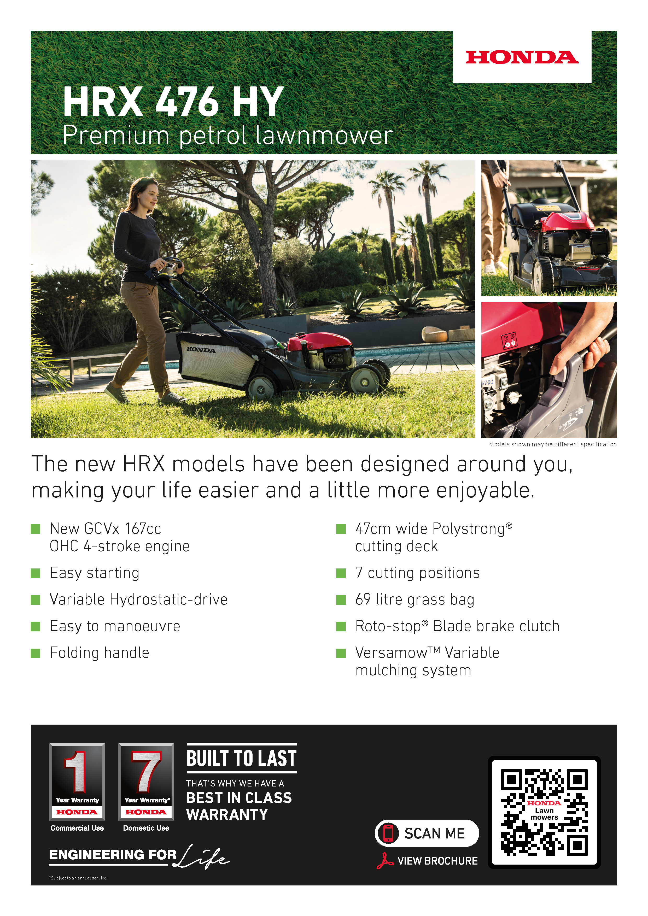 Honda HRX-476 HY Self Drive 4 wheeled Mower