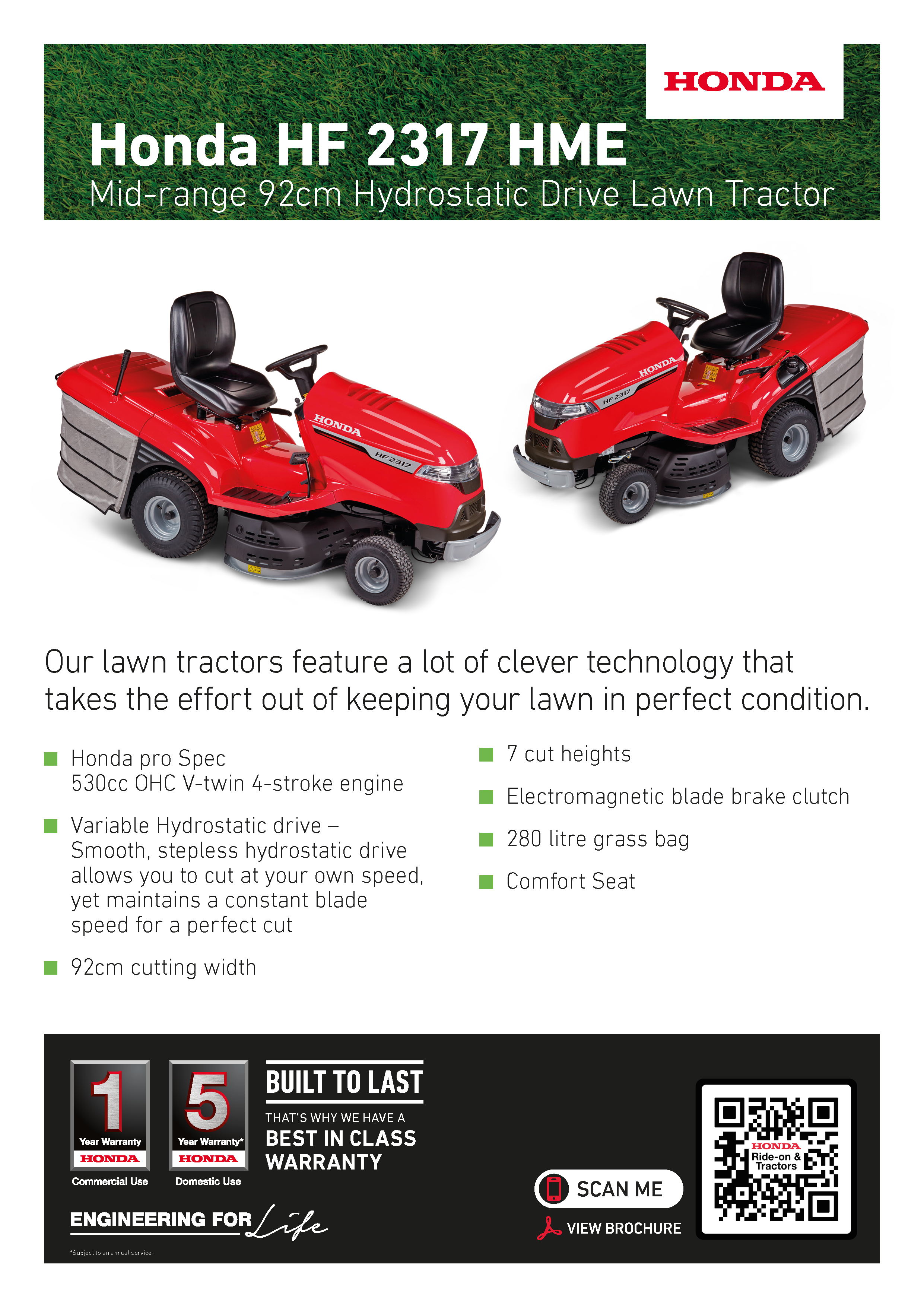 Honda HF2317 HME 92cm (36") Rideon Mower