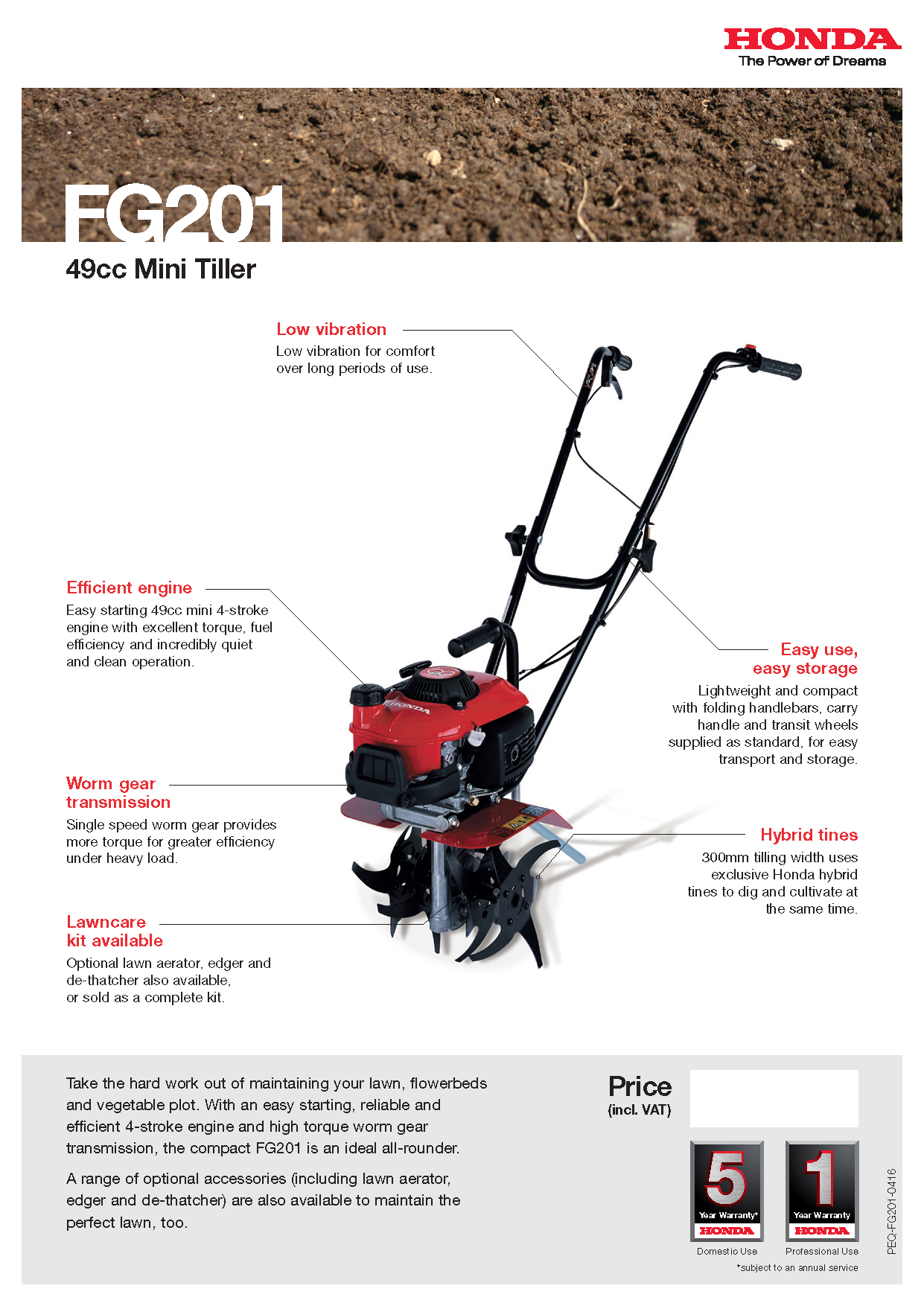 Honda FG201 Tiller/Rotavator