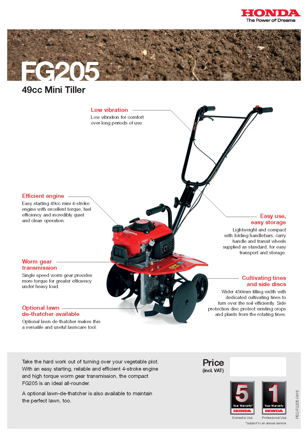 Honda FG205 49cc Tiller/Rotavator