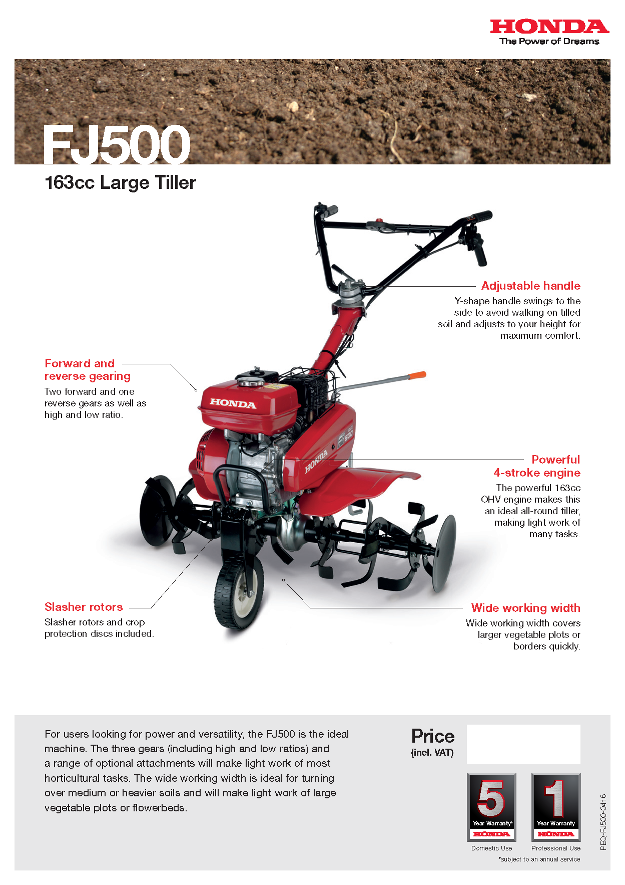 Honda FJ500 DER Tiller / Rotavator