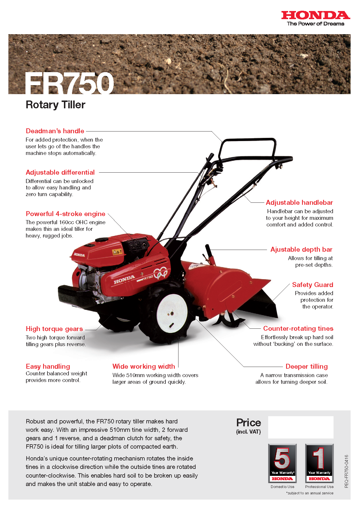 Honda FR750 Tiller / Rotavator