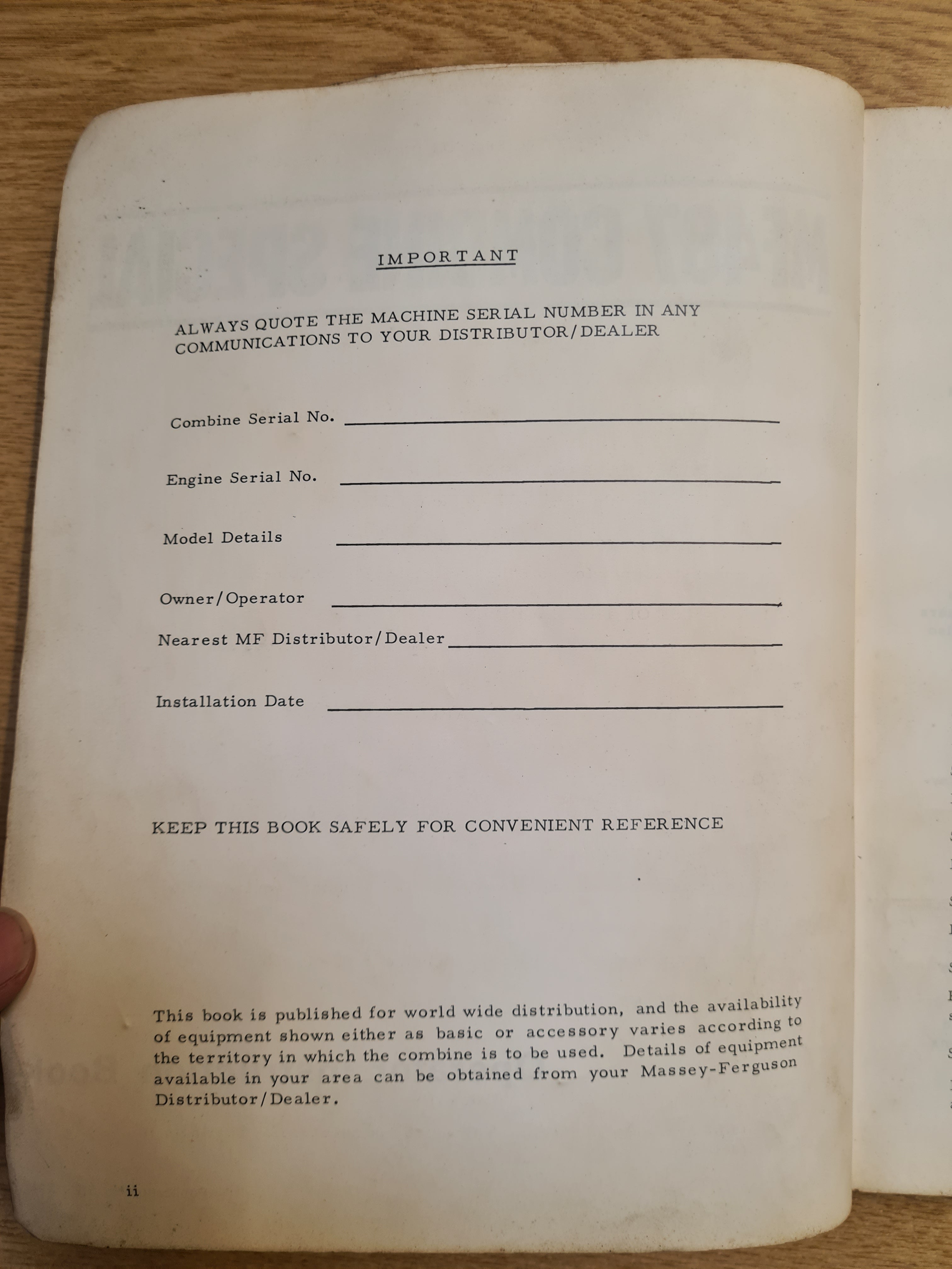 MF 487 Combine Harvester Operator Instruction Manual - £12 (+vat)