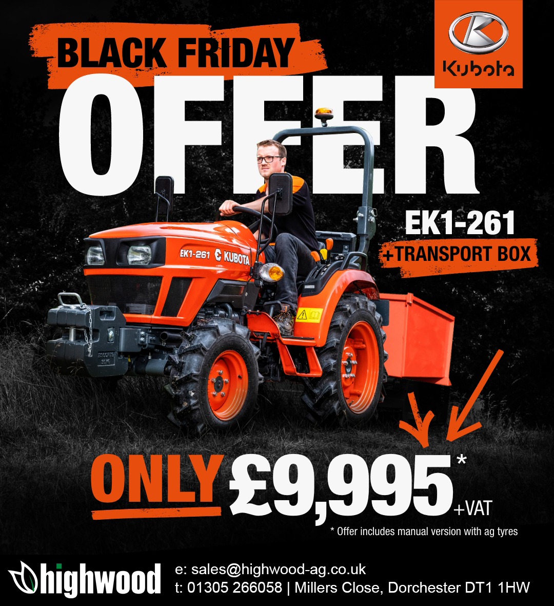 BLACK FRIDAY EK1261 COMPACT TRACTOR WITH TRANSPORT BOX OFFER