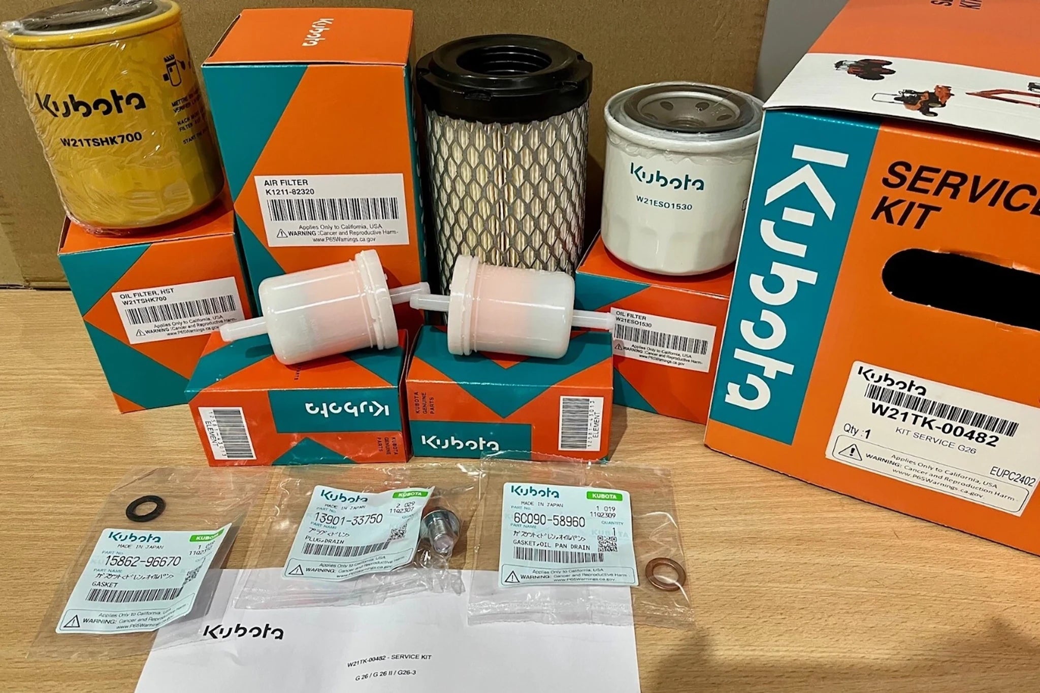 Kubota G26 & G261 Genuine Service Kit W21TK-00482