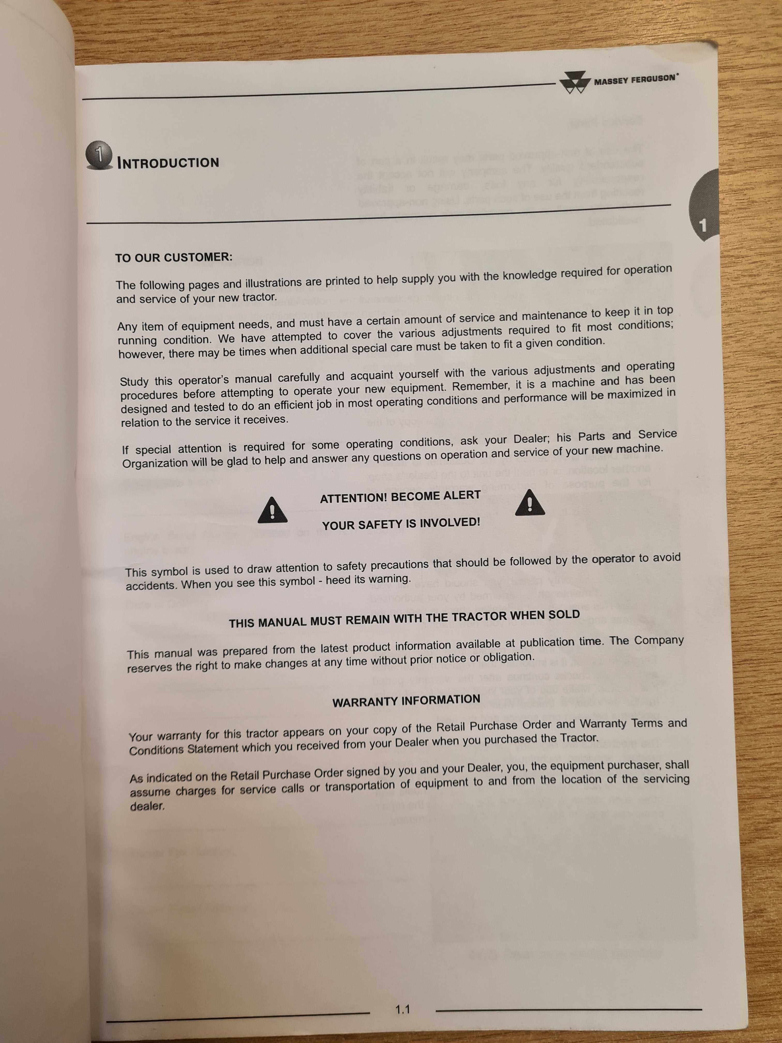 MF 3600 Series Tractor Operator Instruction Manual - £12 (+vat)