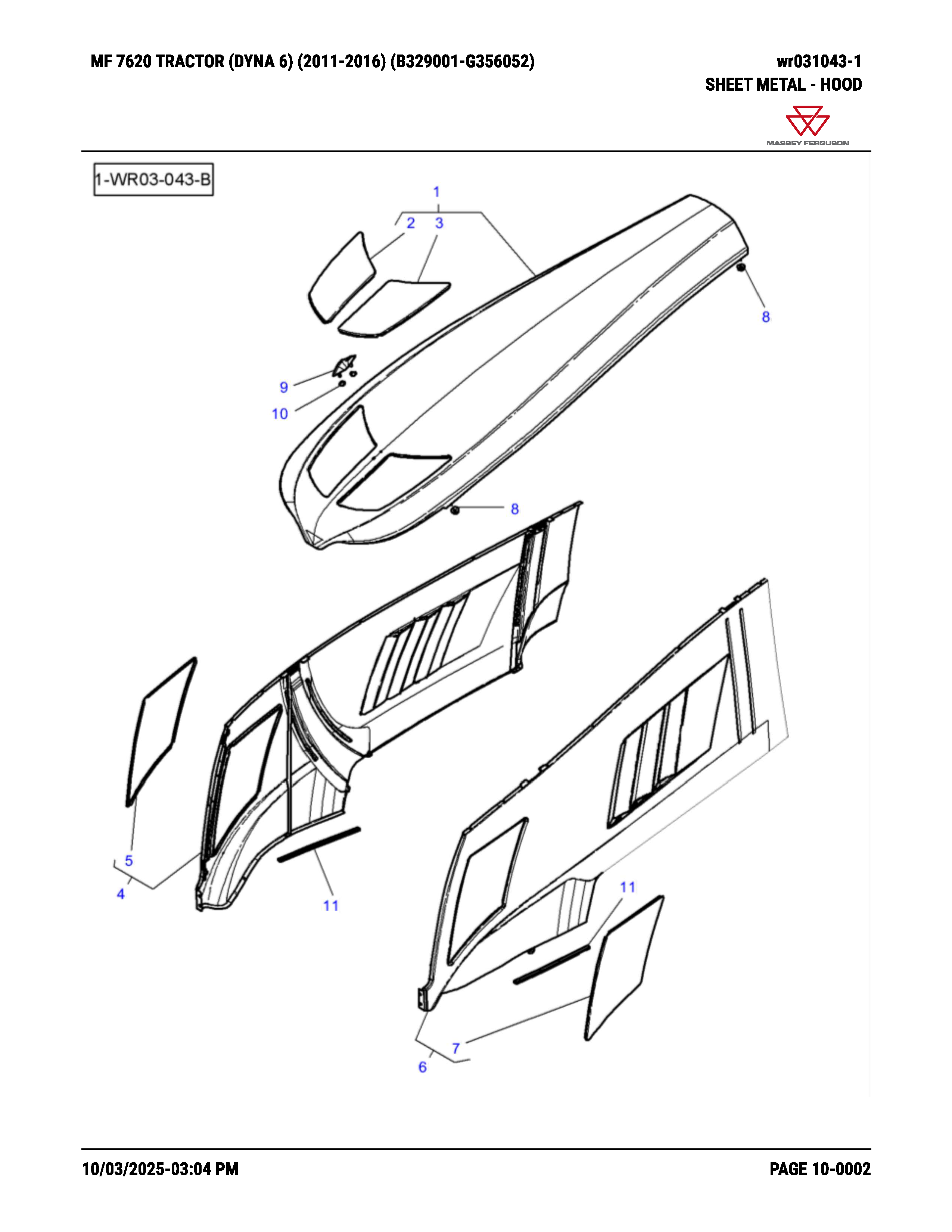 Pair of MF 7620 Dyna-6 Bonnet Side Panels